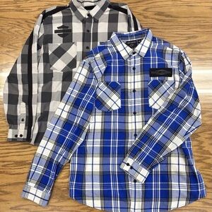 Lot of 2 Harley Davidson Bar & Shield Logo Pat H Long Sleeve Plaid Shirt Mens XL